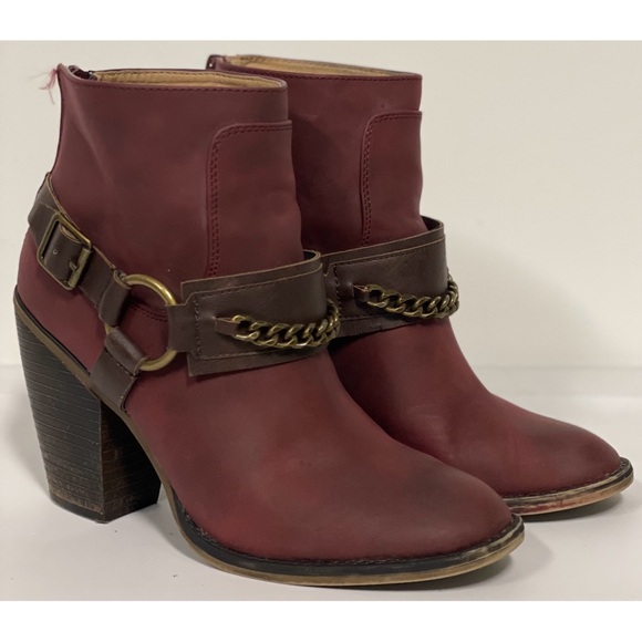 Candie's Heeled Ankle Boots Wine Size 9.5 - Picture 2 of 11